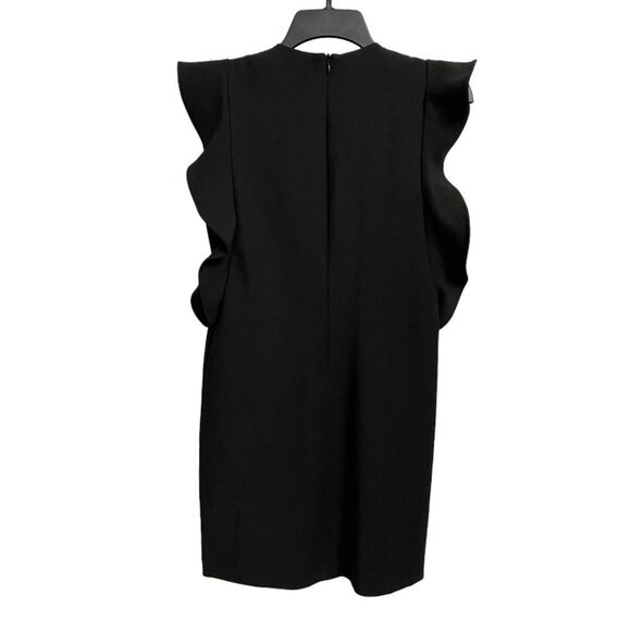 ZARA Women's Shift Midi Dress Size XS Black Ruffled Flutter Sleeves Fairy - Picture 7 of 13